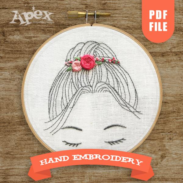 Flowers Hair Bun Girl | Apex Embroidery Designs, Monogram Fonts & Alphabets