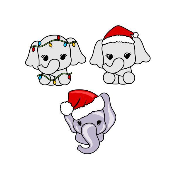 Christmas Elephant Pack Cuttable Design | Apex Embroidery Designs