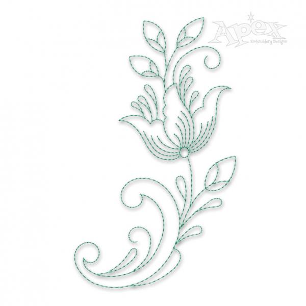 Sketch floral frame art circle machine embroidery design