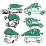 Christmas Tree Cars Roof Svg Cuttable Designs