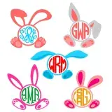 Bunny Ears Round Monogram Cuttable Frames