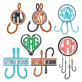 Fishing Hooks Monogram Frame Svg Cuttable Designs