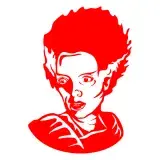 Realistic Bride of Frankenstein stencil SVG portrait with wild upswept hair, cut as a single-color design