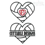 Volleyball in Heart shape Embroidery Designs