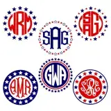 USA American Flag Star Round SVG Cuttable Frames