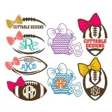 Football Bow SVG Cuttable Frames