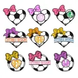 Soccer Bow SVG Cuttable Frames