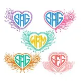 Peacock Heart SVG Cuttable Frames