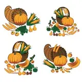 Thanksgiving Day Harvest Cornucopia Cuttable Design