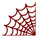 Corner spider web SVG with fine radial spokes and scalloped strands in dark red