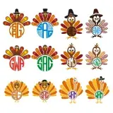 Turkey Monogram SVG Cuttable Frames
