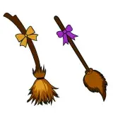 Witch Flying Broomstick Broom with Bow Tie Cuttable Files