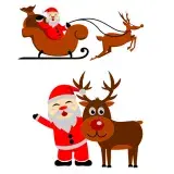 Christmas Santa Claus with Reindeer Deer and Sleigh Ride SVG Cuttable Files