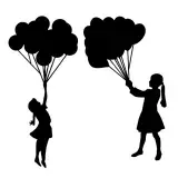 Girl Holding Balloons Silhouette SVG Cuttable Files