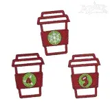 Coffee Cup with Christmas Decoration Embroidery Designs