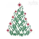 Wolf Christmas Tree Embroidery Designs