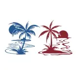 Sunset with Palm SVG Cuttable Designs