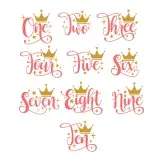 Wording Numbers Birthday with Crown SVG Cuttable Designs