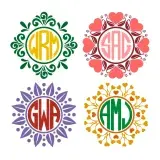 Floral Monogram SVG Cuttable Frames