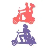 Couple on Vespa SVG Cuttable Designs