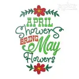 April Showers Embroidery Design