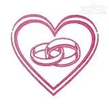 Wedding Couple Rings in Heart Embroidery Design