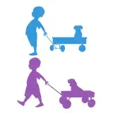 Boy Towing Wagon SVG Cuttable Design