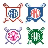 Baseball Home Plate Monogram SVG Cuttable Frame