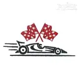 Race Car and Flag Embroidery Design