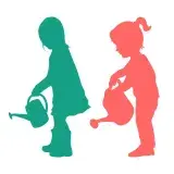 Little Girl Watering SVG Cuttable Design