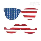 US Flag Mustache Embroidery Design