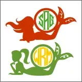 Mermaid Silhouette Monogram SVG Cuttable Frame