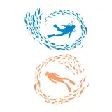 Scuba Diving among Fishes SVG Cuttable Design