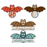 Halloween Bat Monogram SVG Cuttable Frame