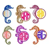Seahorse Monogram SVG Cuttable Frame