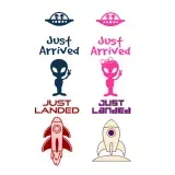 Just Arrived Alien Baby and Just Landed UFO SVG Cuttable Design