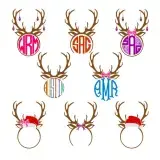 Antler Reindeer Pack Monogram SVG Cuttable Frame