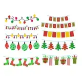 Christmas Banners with Light, Bulb, Ornament, Tree, Stocking and Gift Present SVG Cuttable Design