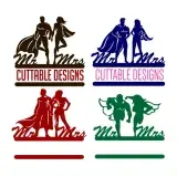 Super Wedding Bride and Groom Split SVG Cuttable Frame