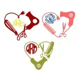 Hairdresser Heart Monogram SVG Cuttable Frame and Design