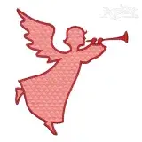 Christmas Angel Blowing Horn Silhouette Embroidery Design