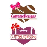 Football Heart Bow Tie Split SVG Cuttable Frame
