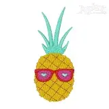 Heart Sunglasses Pineapple Embroidery Design