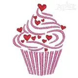 Love Hearts Cupcake Embroidery Design