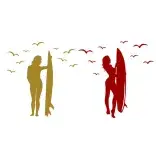 Surfer Girl Silhouette SVG Cuttable Design