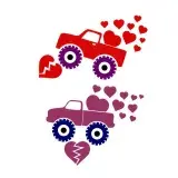 Monster Truck Hearts SVG Cuttable Design