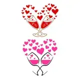 Wine Glasses Hearts SVG Cuttable Design