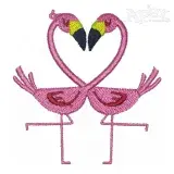 Couple Heart Flamingo Embroidery Design