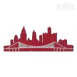 Detroit City Skyline Michigan MI Embroidery Design