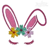 Floral Easter Bunny Embroidery Design